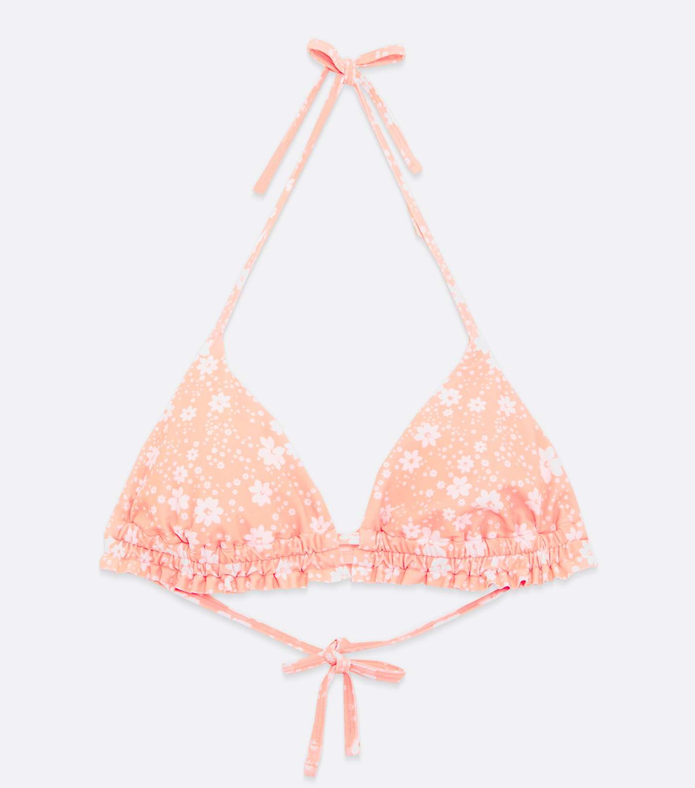 Coral Ditsy Floral Moulded Triangle Bikini Top Image 5