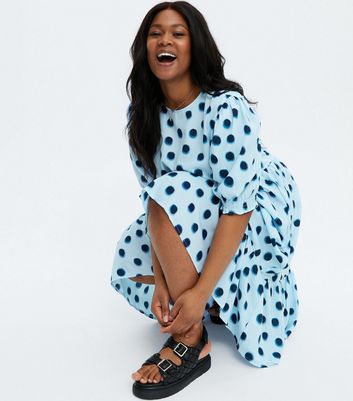 new look blue spot dress