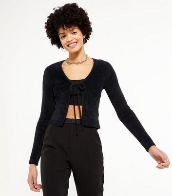 Black cardigan tie front Clearance