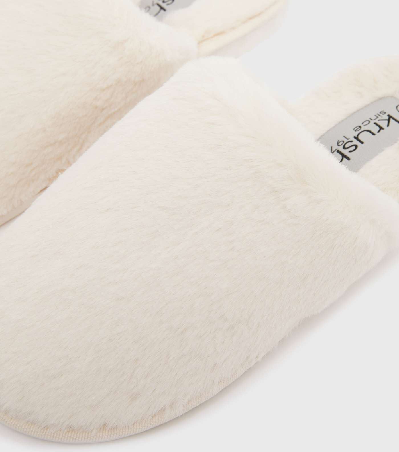 Krush Off White Fluffy Faux Fur Mule Slippers Image 3