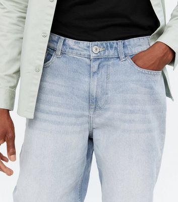 Men's Pale Blue Baggy Fit Jeans New Look