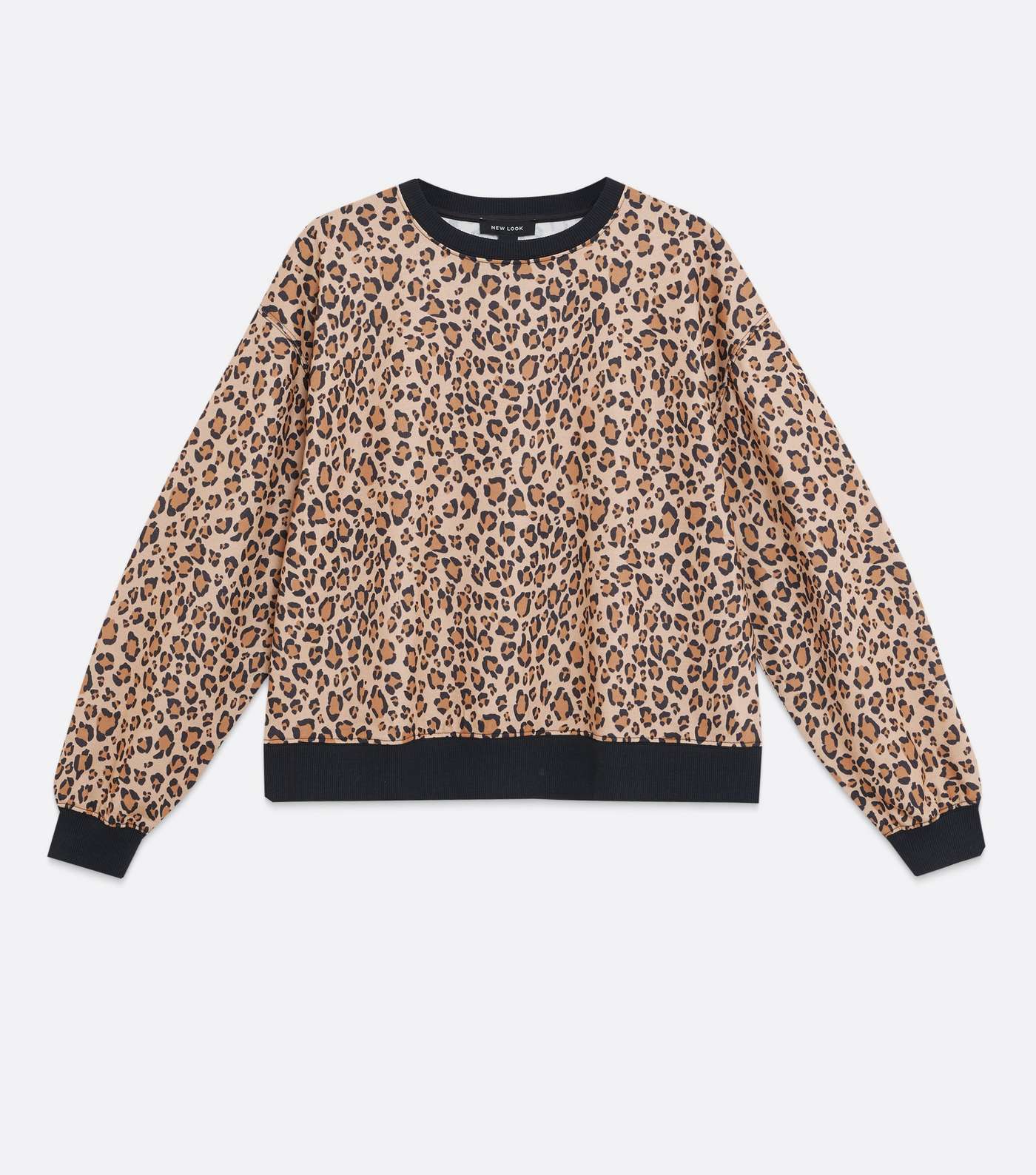 Brown Leopard Print Ringer Sweatshirt Image 5