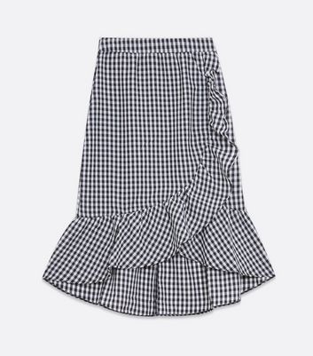 Black and white checkered ruffle clearance skirt