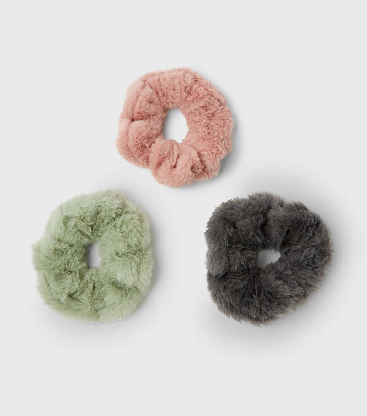 Girls 3 Pack Multicoloured Faux Fur Scrunchies