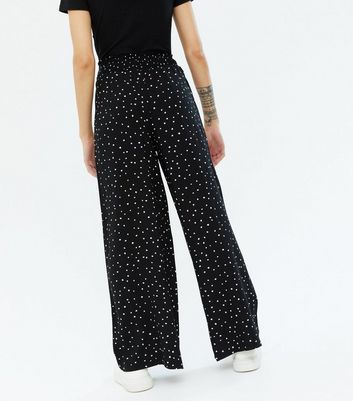 Buy QUECY Womens Polka Dot Palazzo Pants Wide Leg Trousers High Waist  Belted Pants Black L at Amazonin
