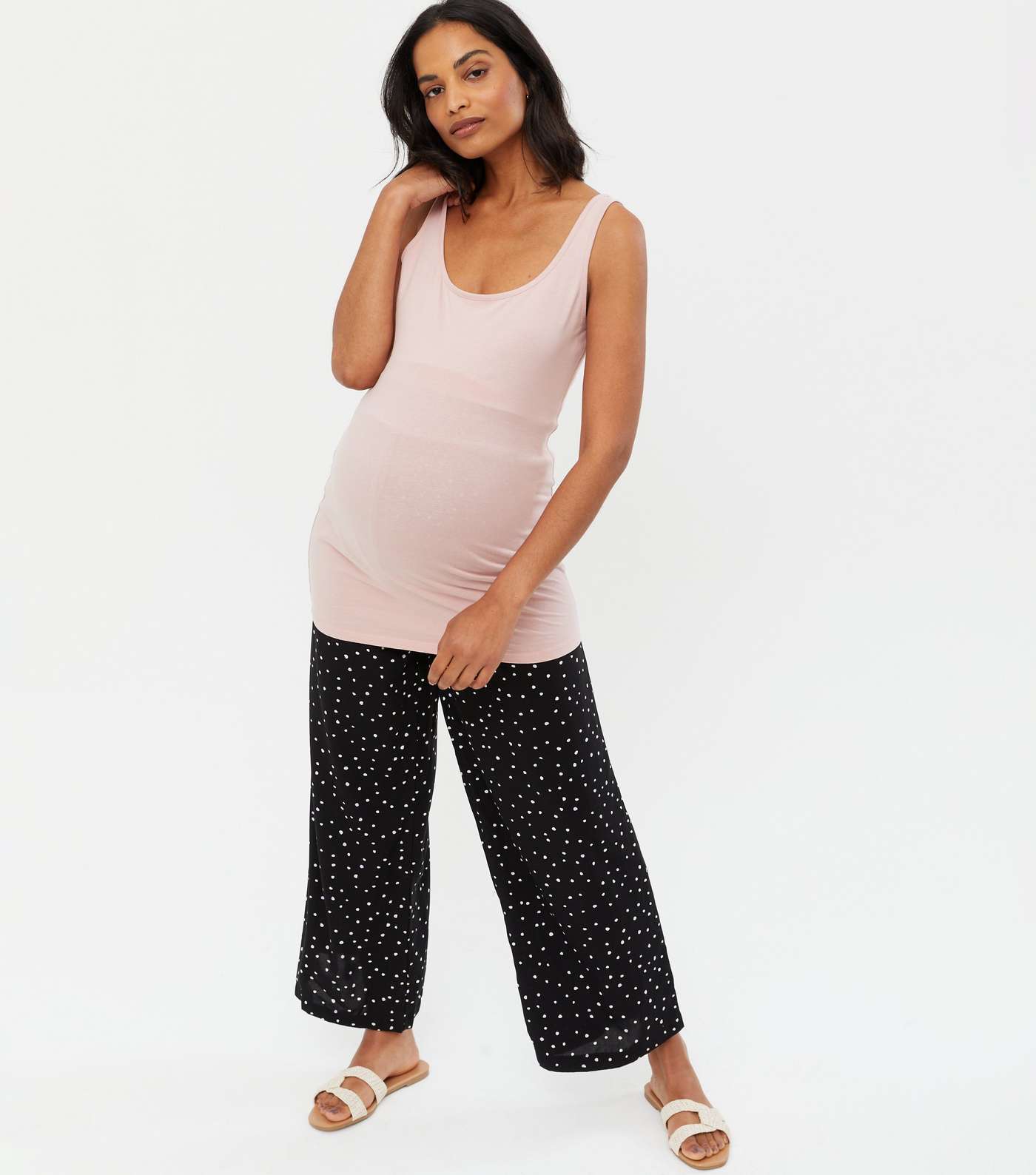 Maternity Black Spot Wide Leg Trousers Image 2