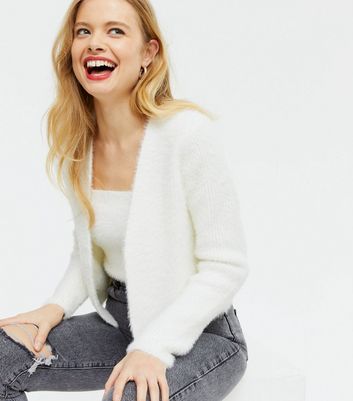 fluffy cardigan white