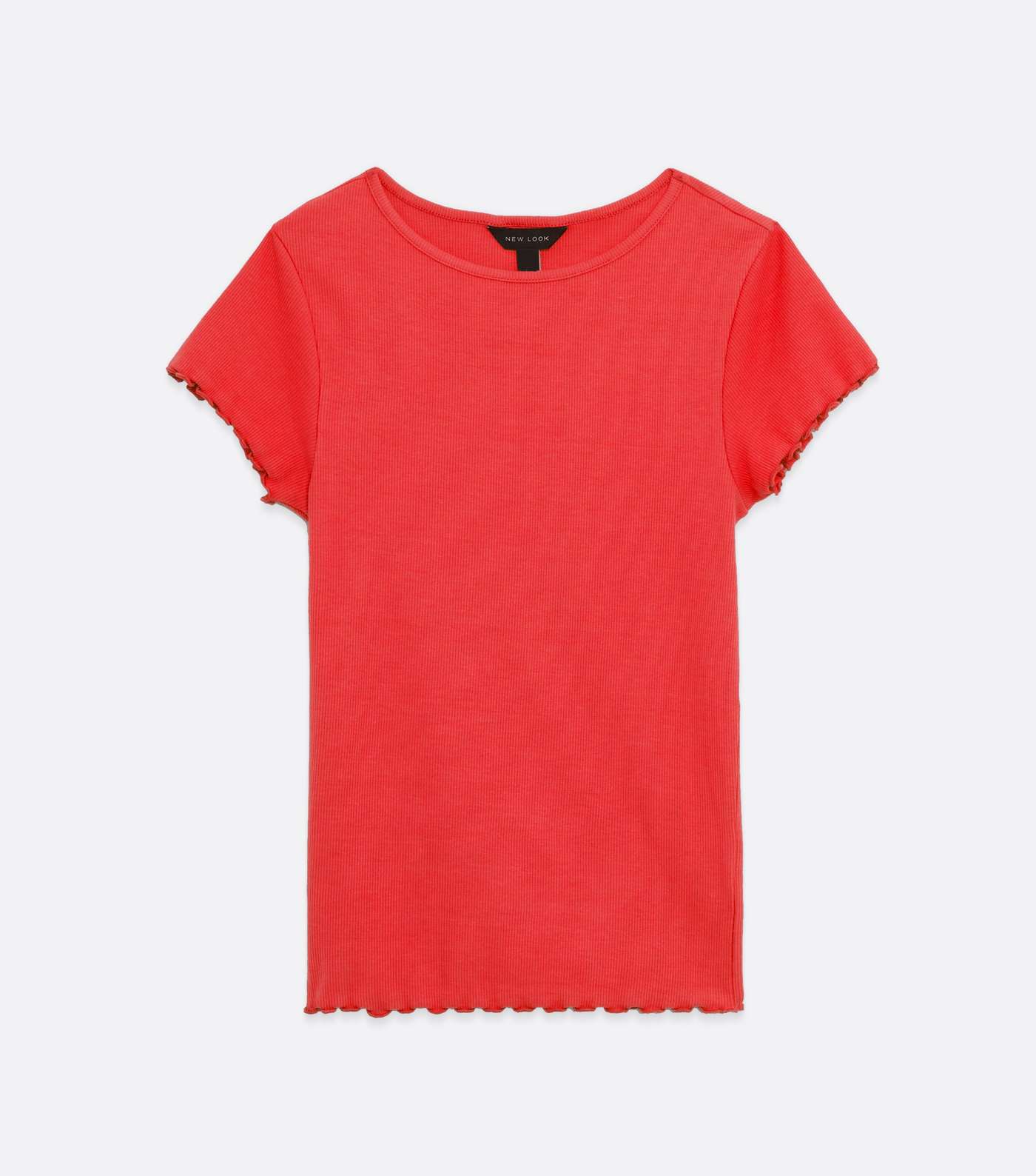 Tall Red Ribbed Frill T-Shirt Image 5