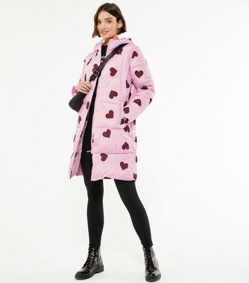 long pink puffer coat