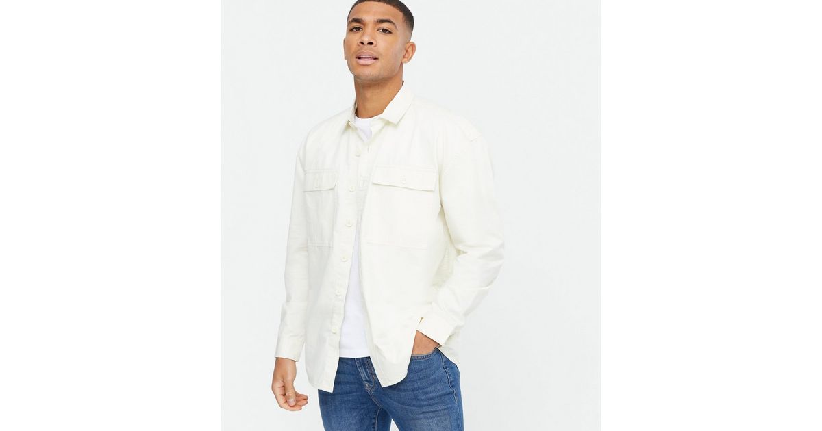 Off White Relaxed Fit Shacket New Look