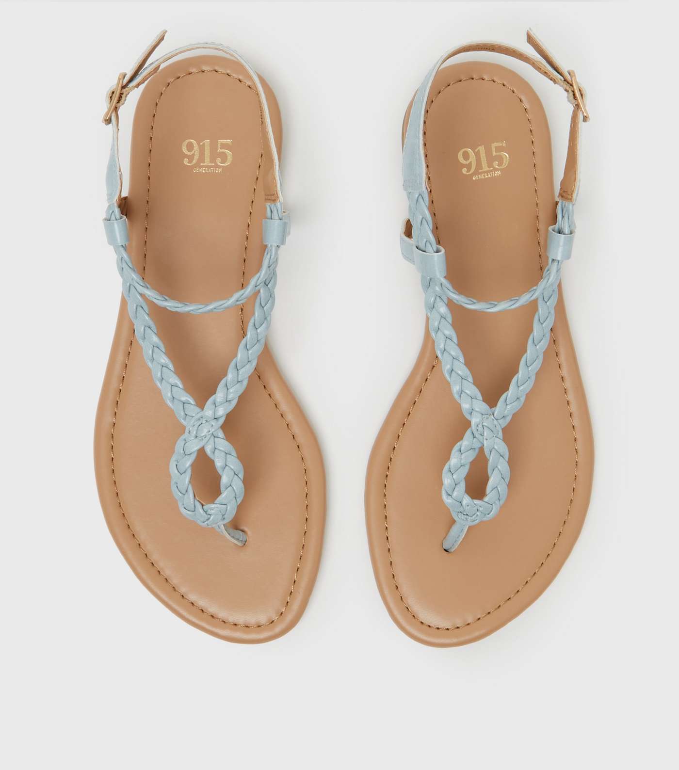 Girls Pale Blue Plait Strap Sandals
