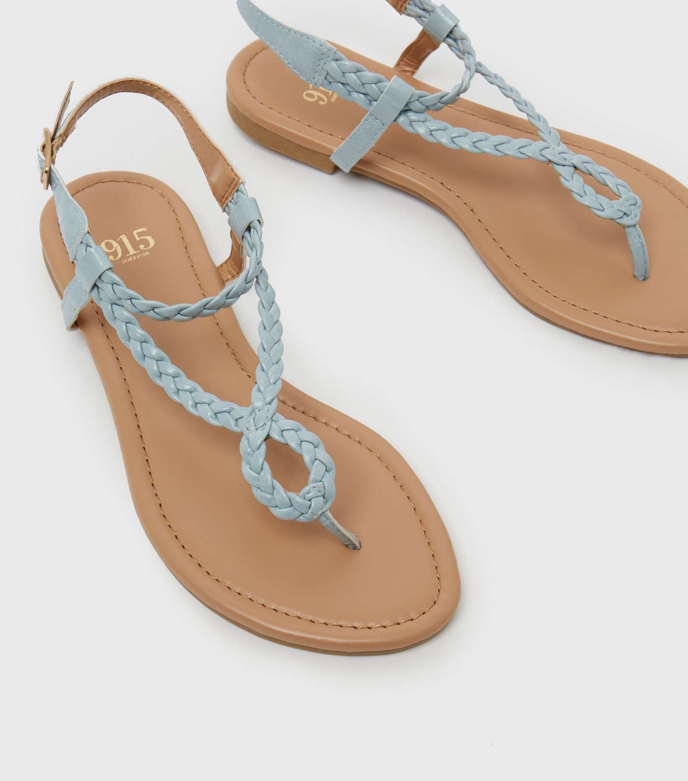 Girls Pale Blue Plait Strap Sandals Image 3