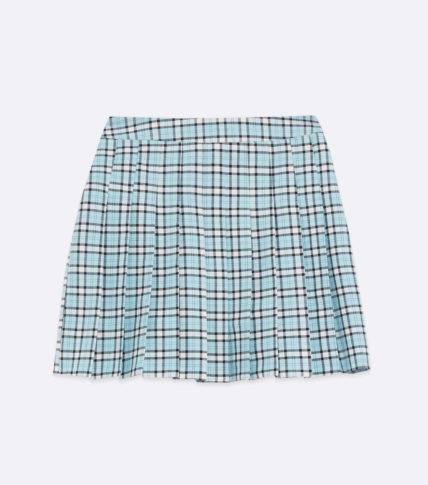 Girls Blue Check Pleated Mini Tennis Skirt Image 5