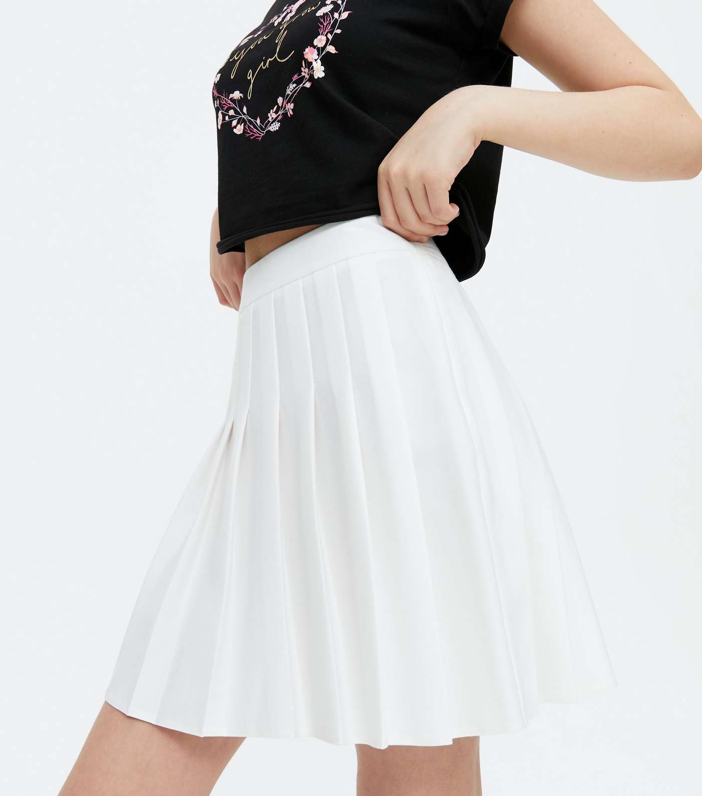 Girls White Pleated Mini Tennis Skirt Image 3