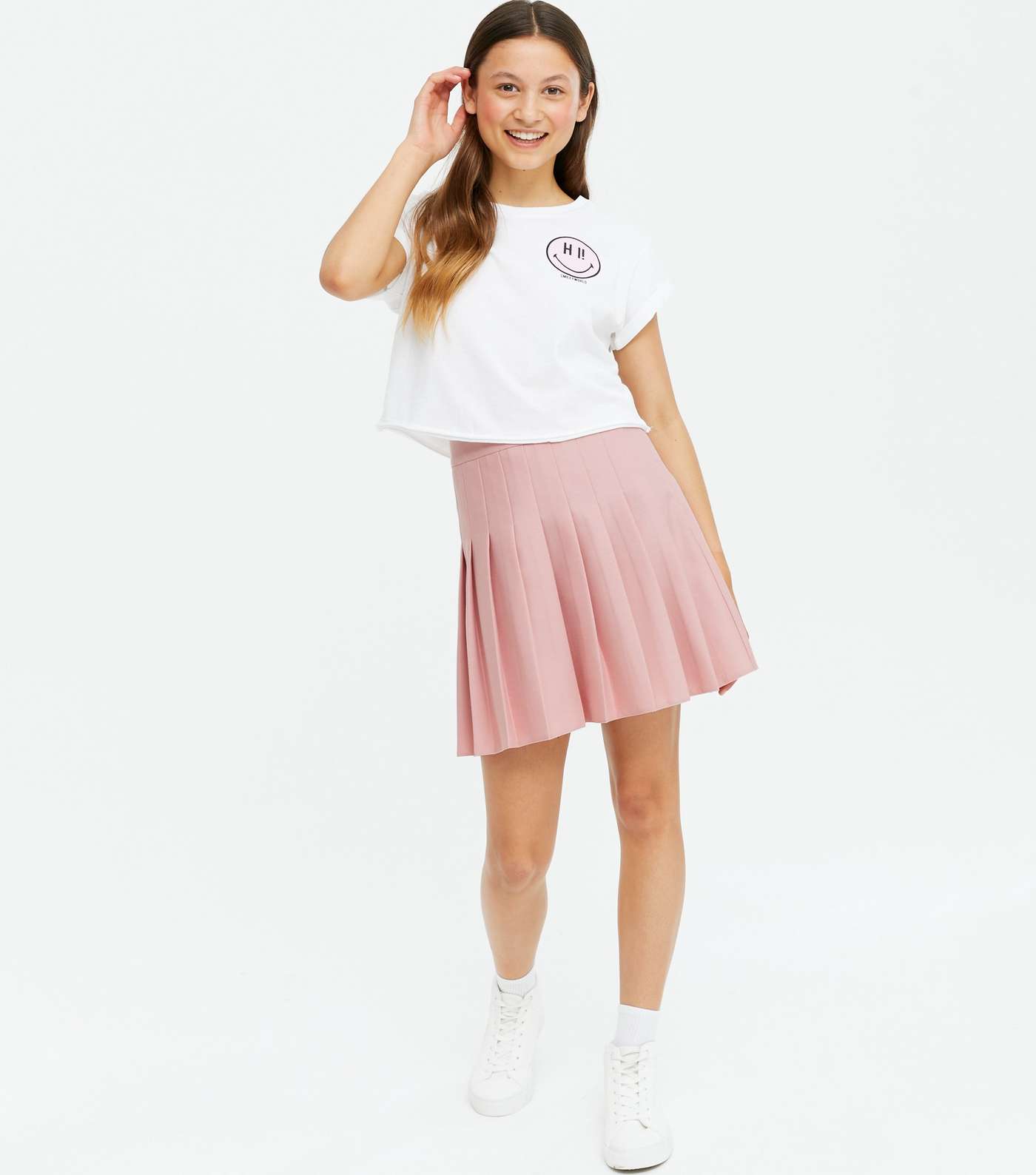 Girls Pink Pleated Mini Tennis Skirt