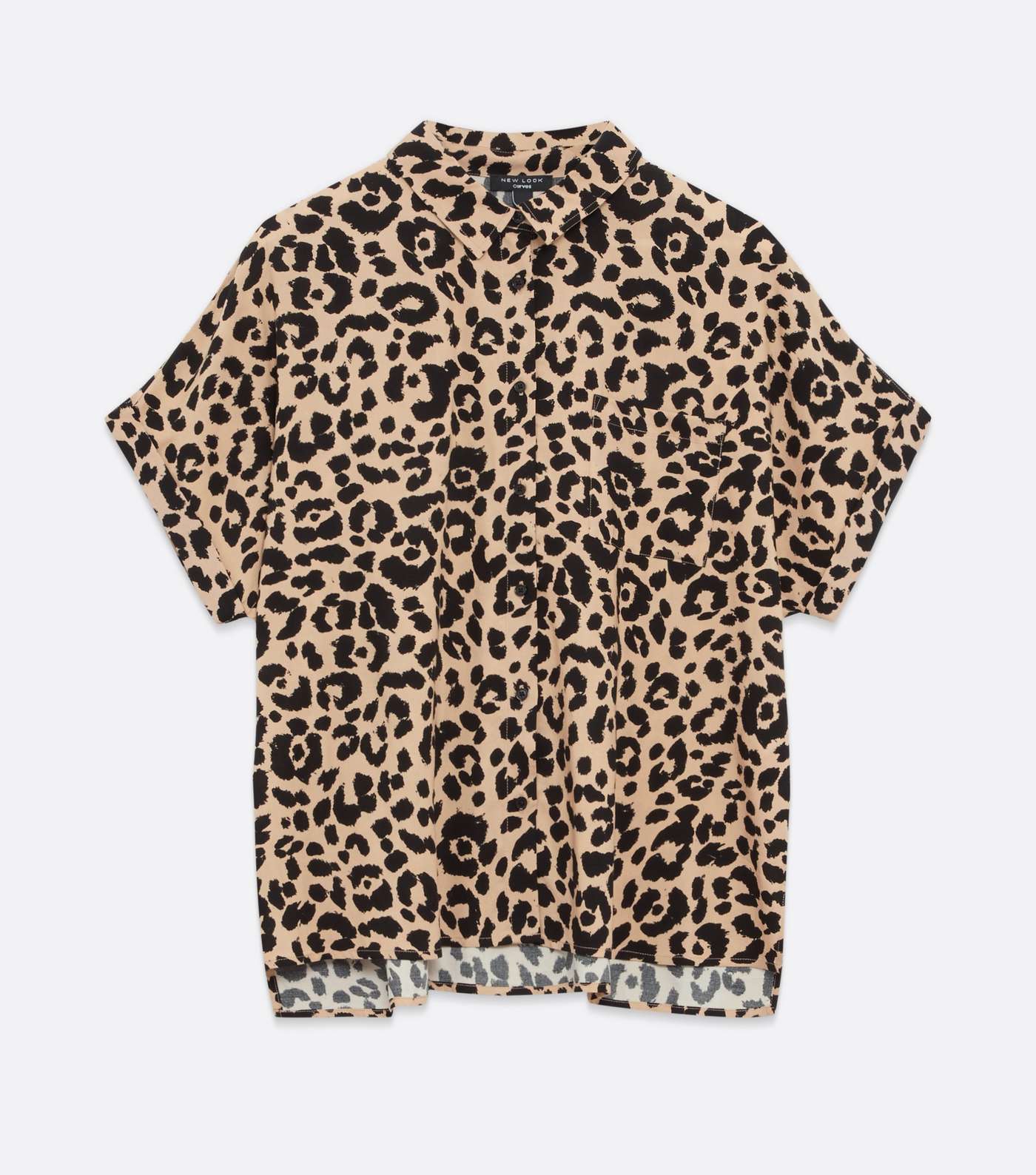 Curves Brown Leopard Print Short Sleeve Shirt  Image 5