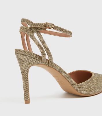 Gold glitter 2025 strappy heels