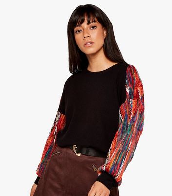Apricot Black Thread Sleeve Jumper 