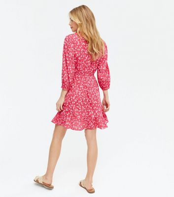 floral frill wrap dress