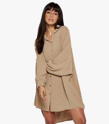 Image of Apricot Stone Oversized Mini Shirt Dress New Look