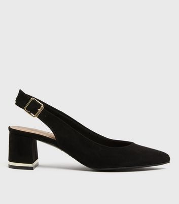 new look black block heel shoes