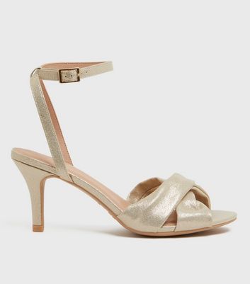 Wide Fit Gold Knot Stiletto Heel Sandals | New Look