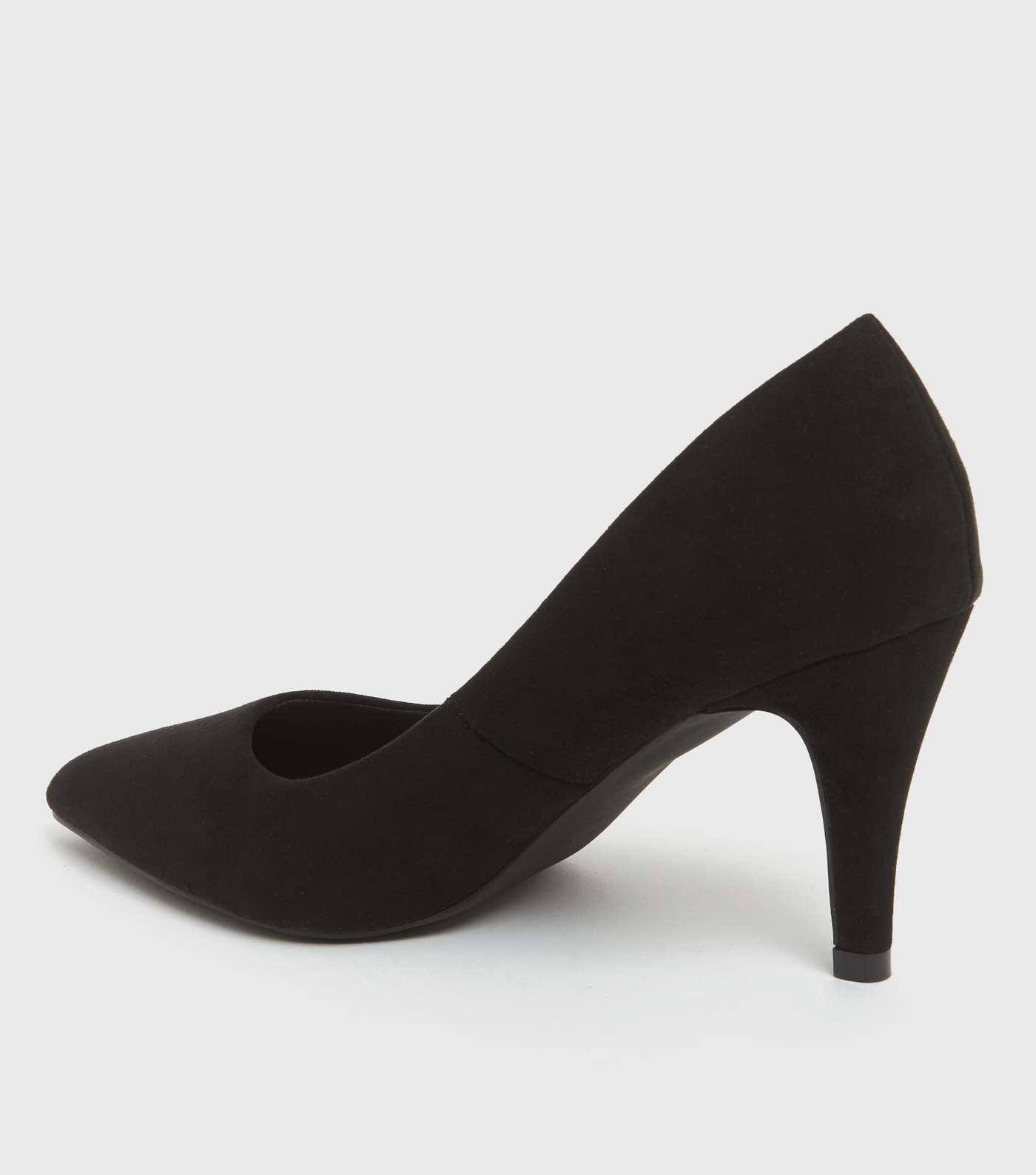 Wide Fit Black Pointed Slim Heel Court Shoes Image 4
