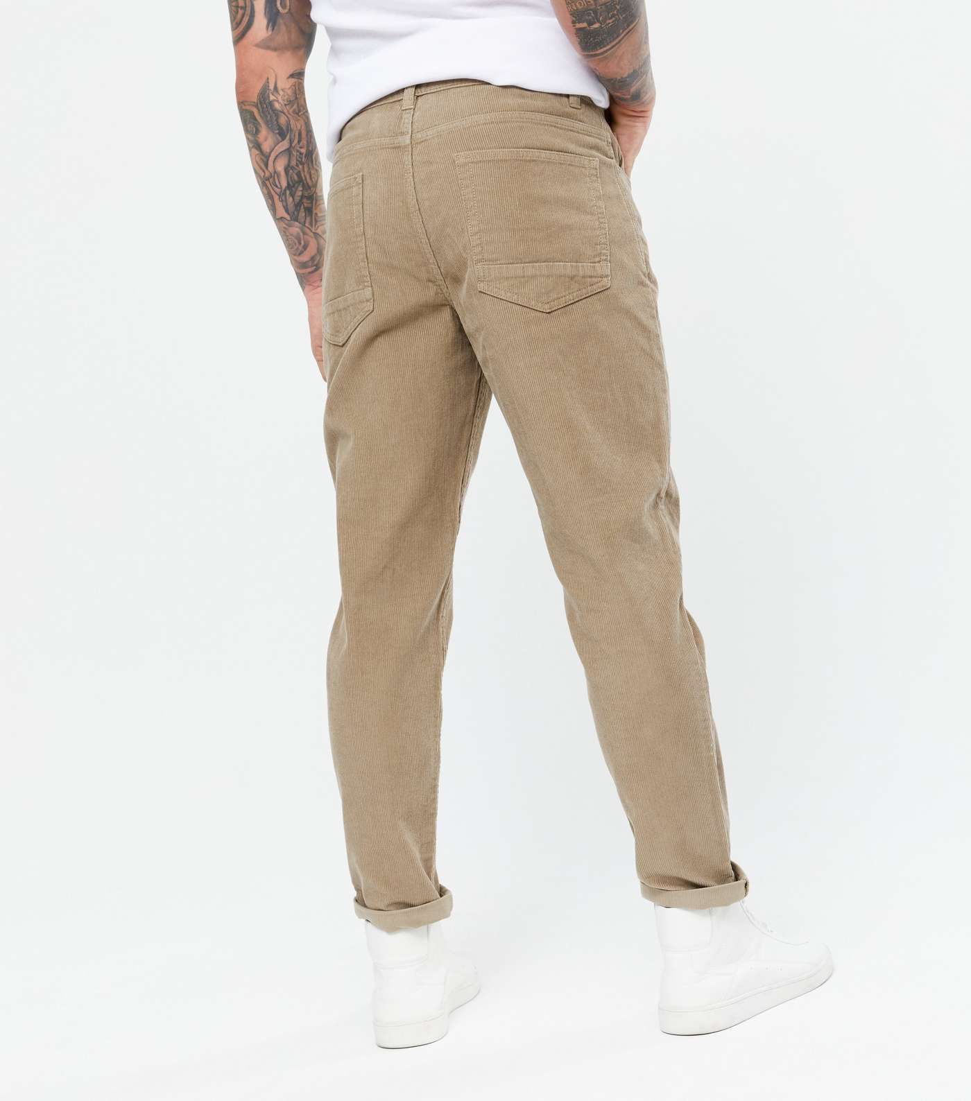 Tan Cord Tapered Trousers Image 4