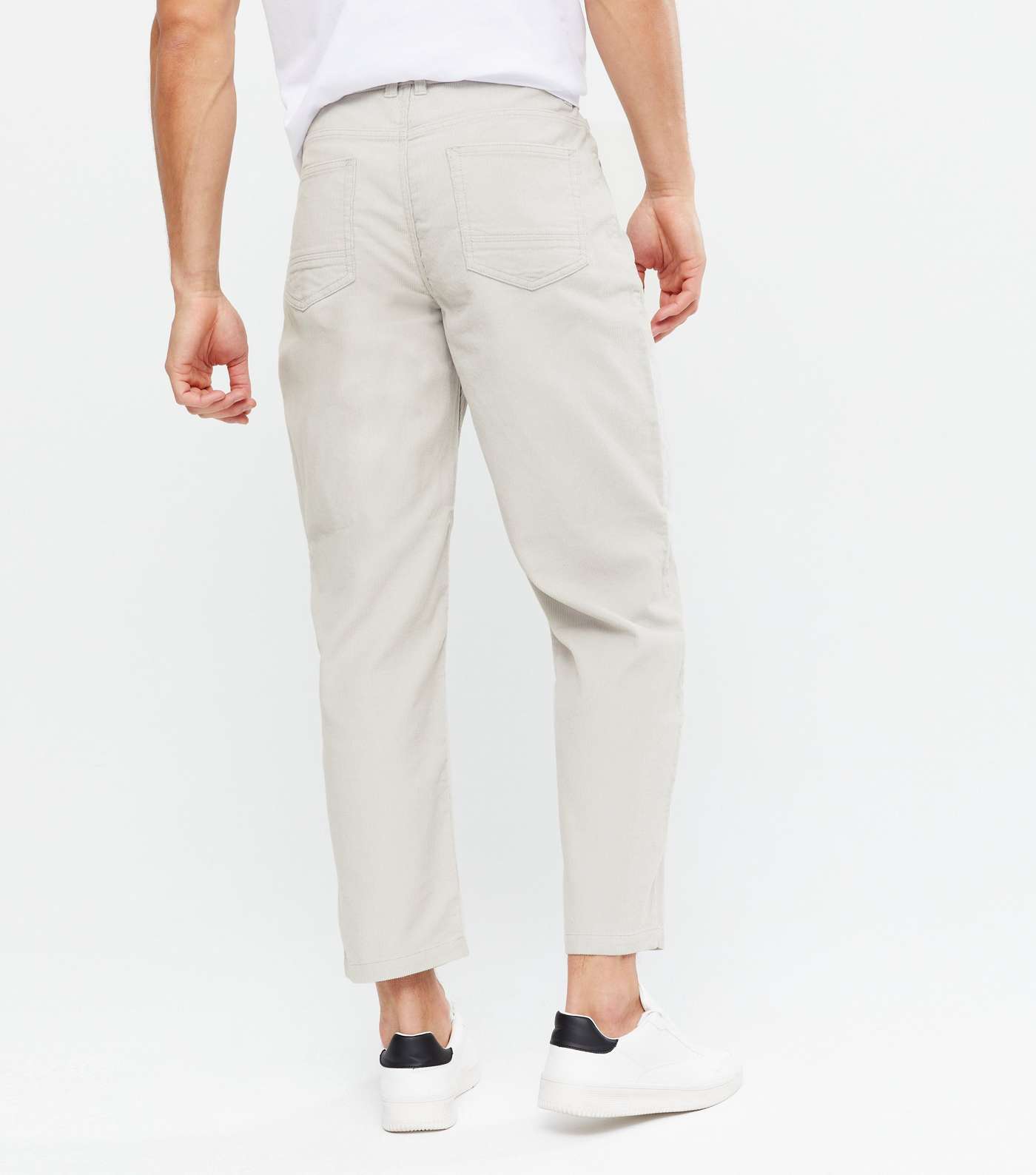 Pale Grey Cord Straight Leg Relaxed Trousers Image 4