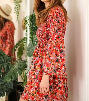 Loft red clearance floral dress