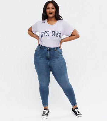 Click to view product details and reviews for Curves Blue Mid Rise India Super Skinny Jeans New Look.