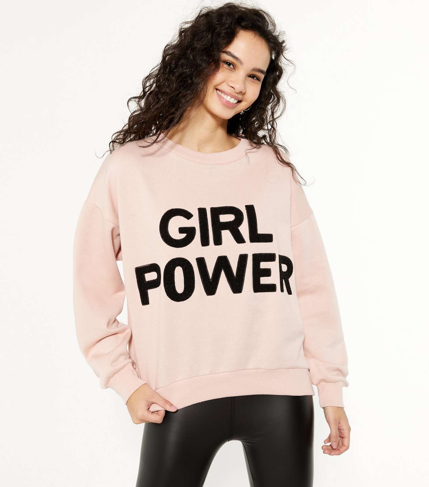 Cameo Rose Pink Girl Power Logo Sweatshirt 