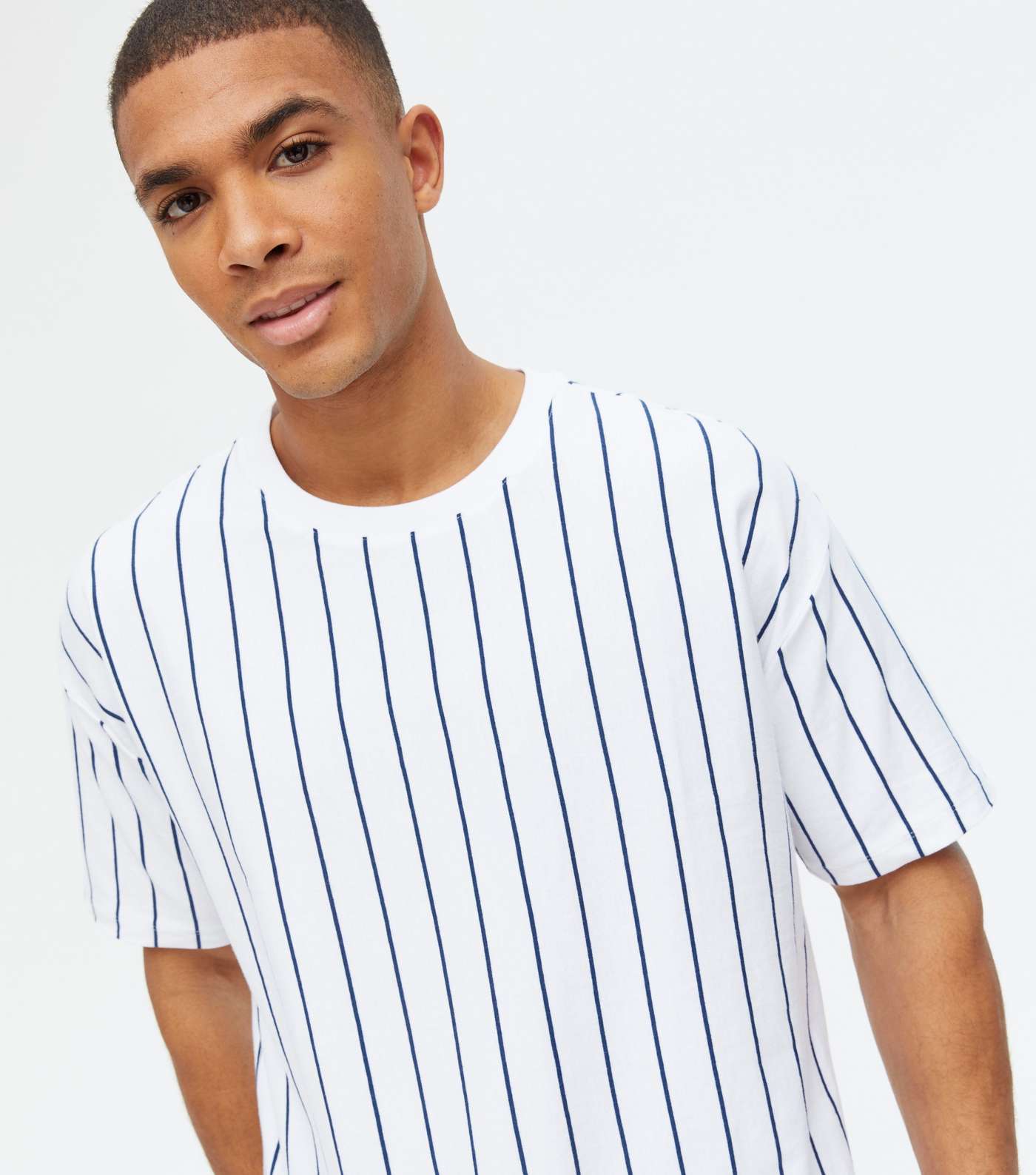 White Vertical Stripe T-Shirt Image 3