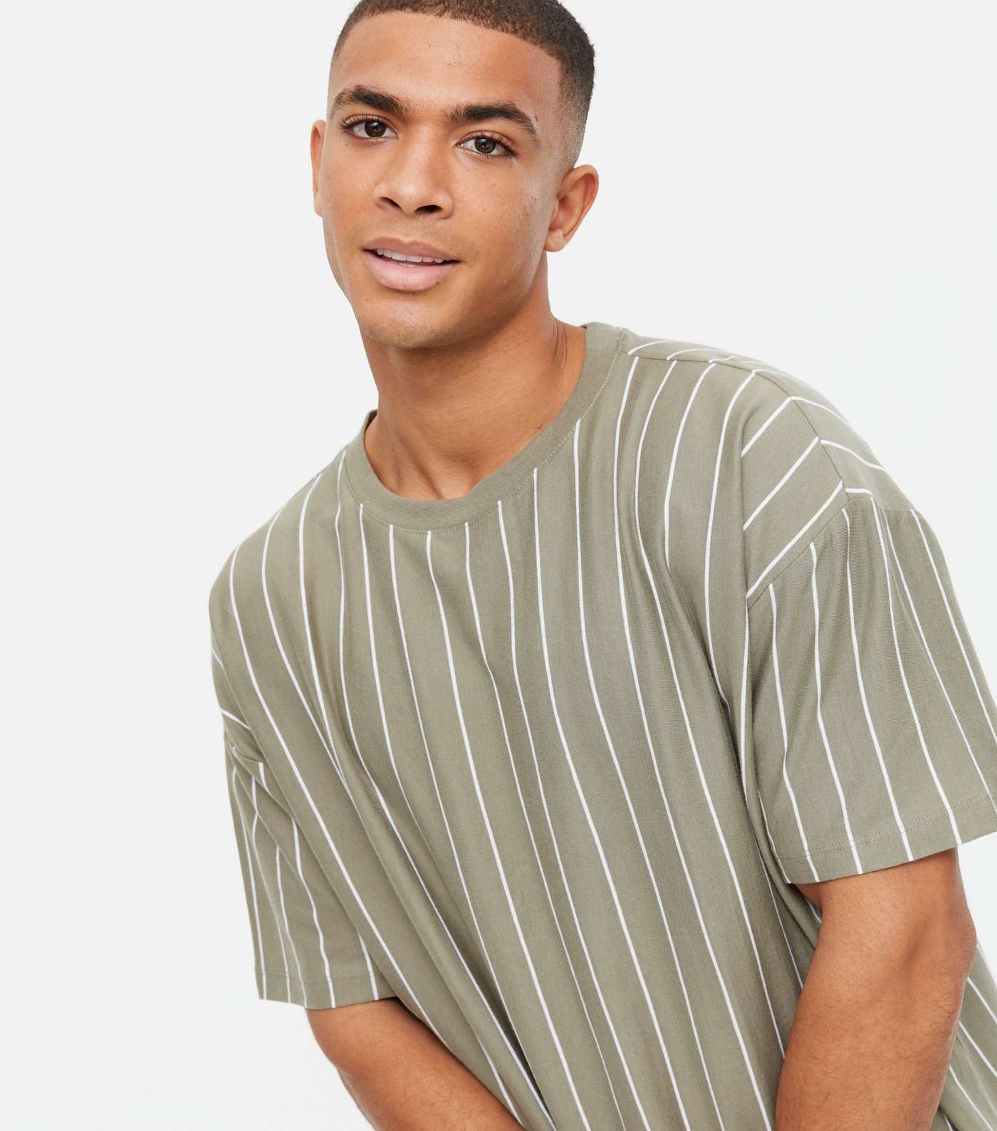 Olive Vertical Stripe T-Shirt Image 3