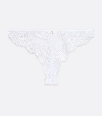 White Scallop Lace Thong New Look