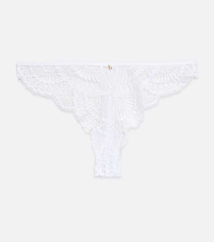 White Scallop Lace Thong