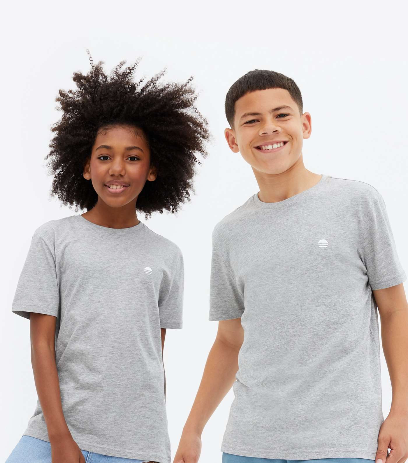 Boys Grey Marl Sun Embroidered T-Shirt