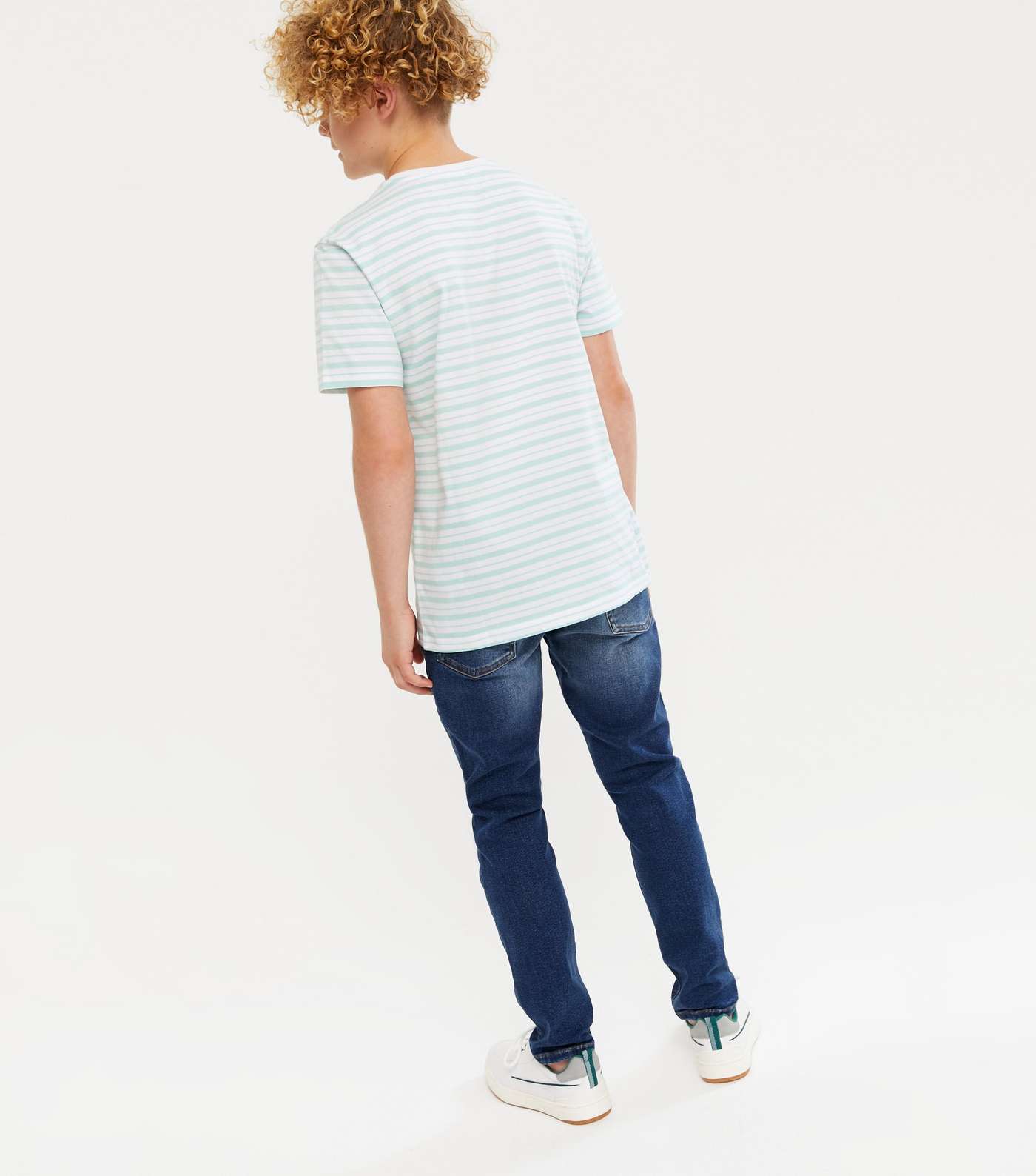 Boys Pale Blue Stripe T-Shirt Image 3