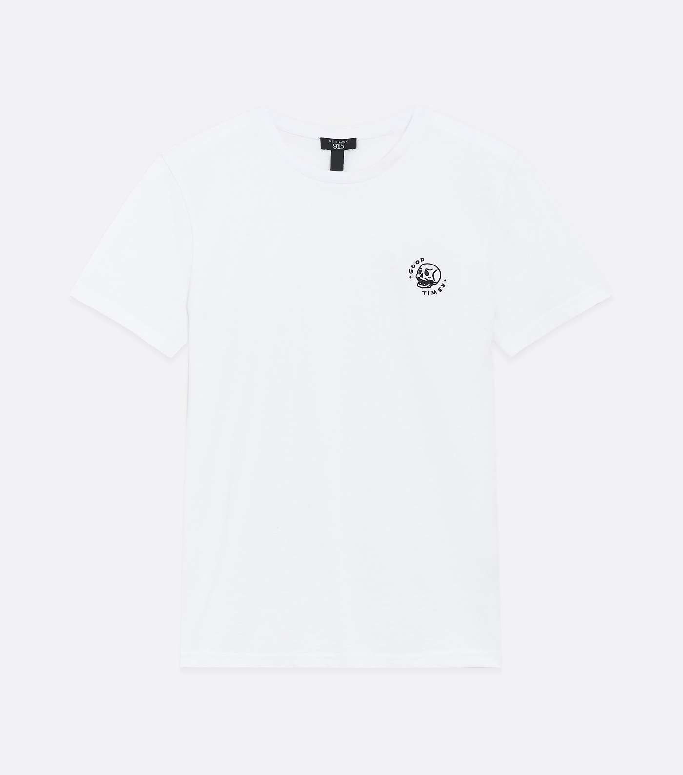 Boys White Skull Embroidered T-Shirt Image 5