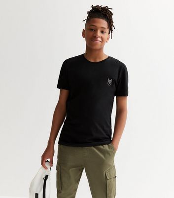 Boys Black Rock On Hand Embroidered T 