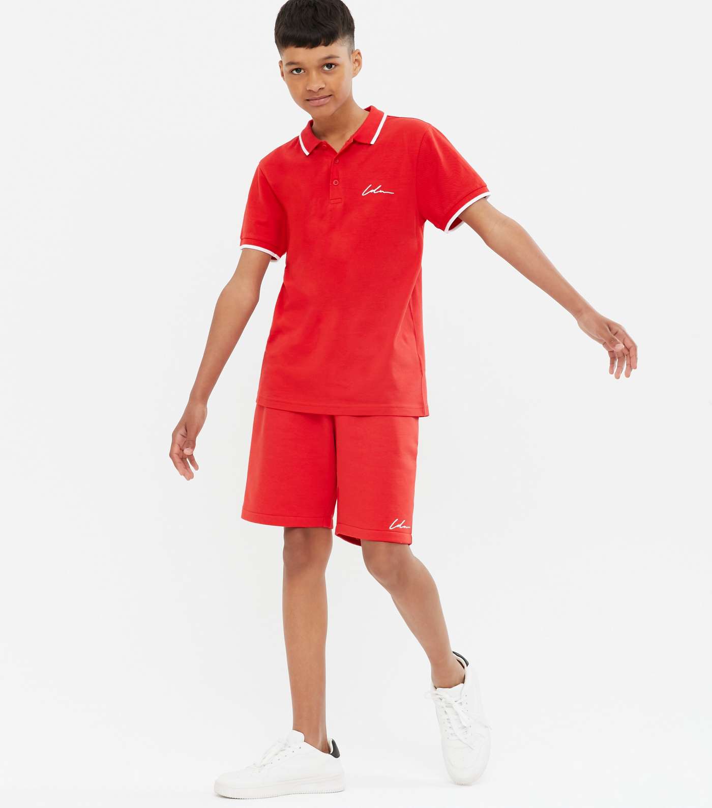 Boys Red Embroidered Logo Polo Top Image 2