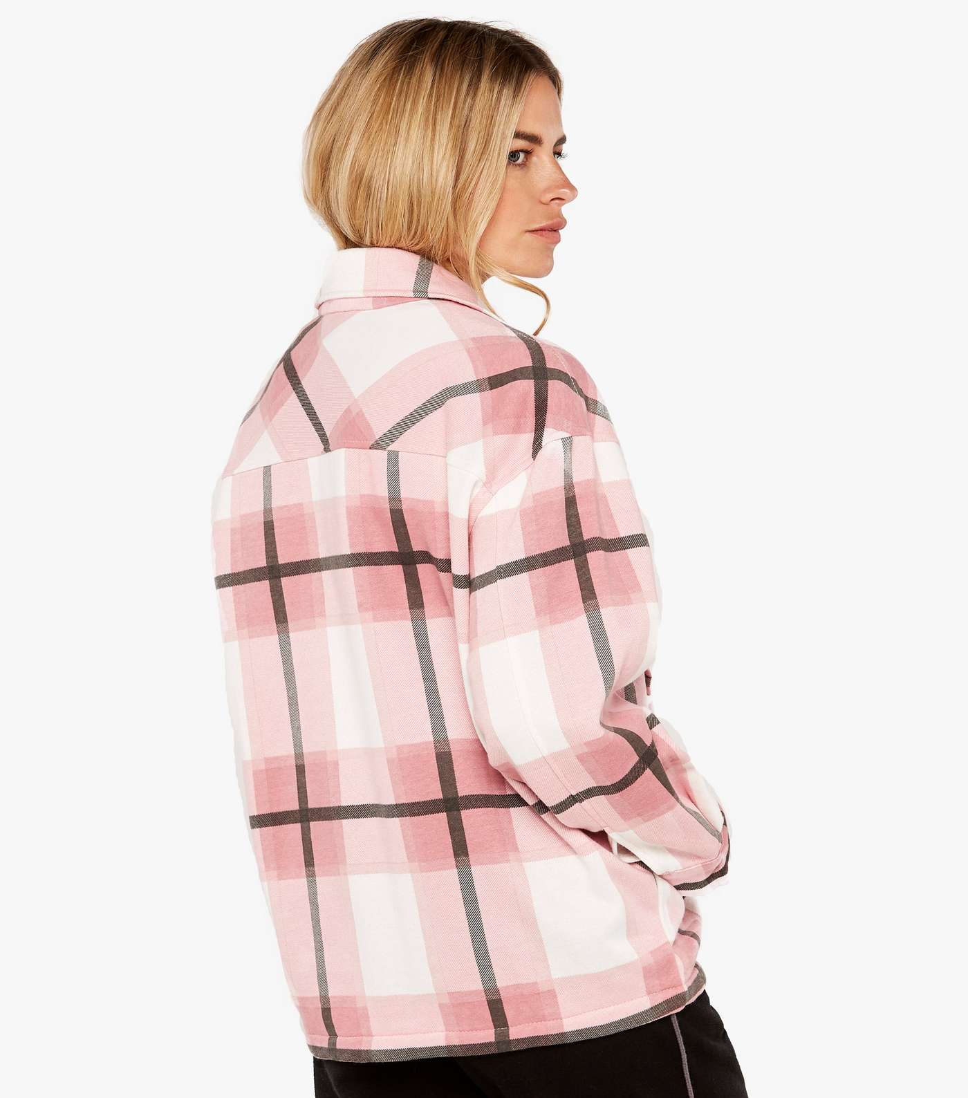 Apricot Pink Check Button Shacket Image 3