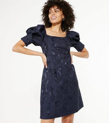 navy jacquard dress