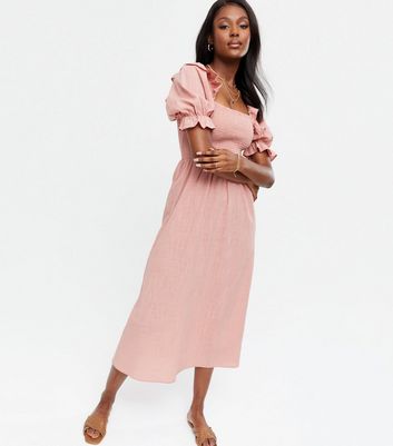 Pink midi best sale dresses with sleeves