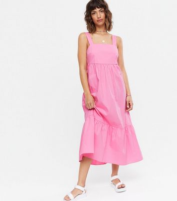 new look pink tiered dress