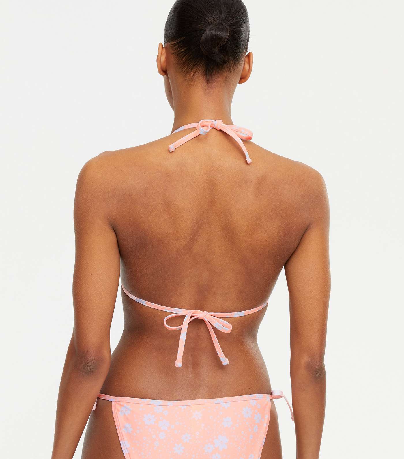Coral Floral Moulded Triangle Bikini Top Image 3