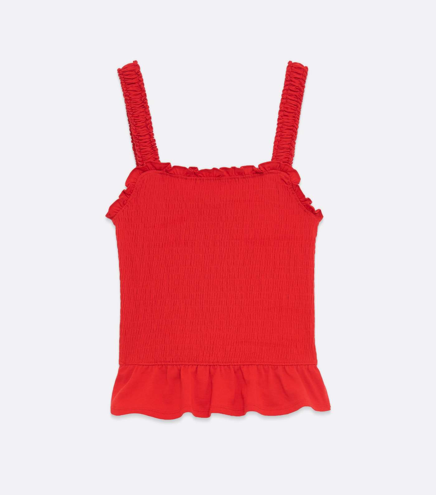 Red Shirred Frill Strappy Vest Image 5