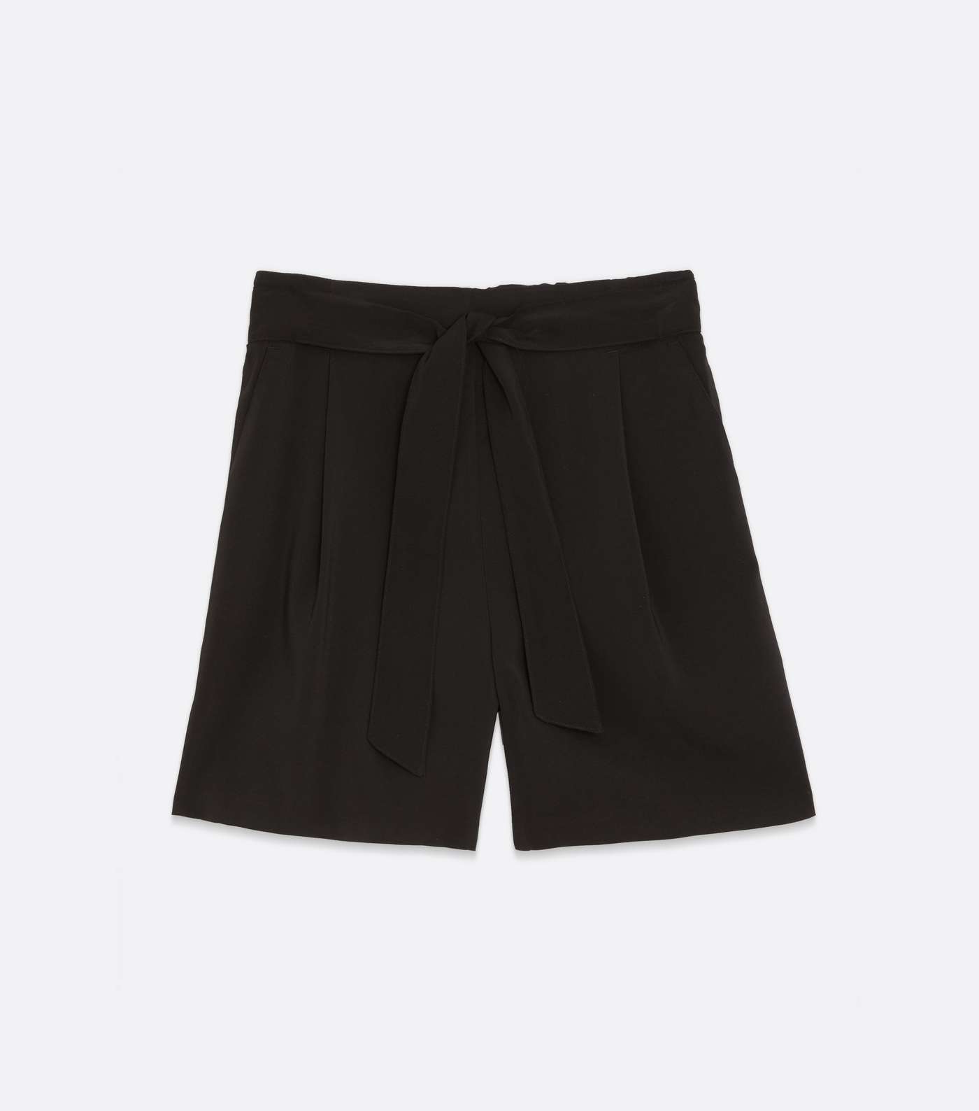 Tall Black Tie Front High Waist Shorts Image 5