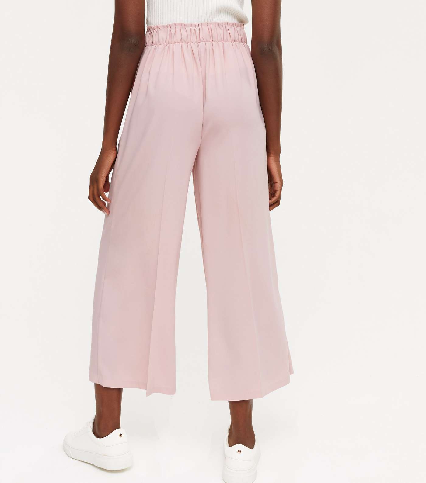 Tall Pale Pink Tie Waist Crop Trousers Image 3