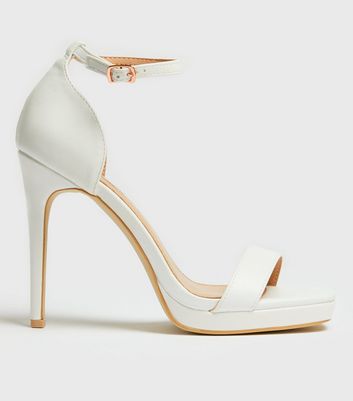Womens Shoes Heels Sandal heels Little Mistress Leather 2 Part Platform Sandals New Look Vegan in White 